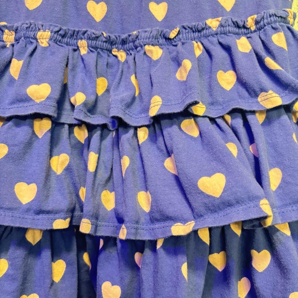 Mini Boden Girls’ Blue and Pink Heart Polka Dot Ruffle Mini Skirt with Shorts​ - Picture 2 of 8